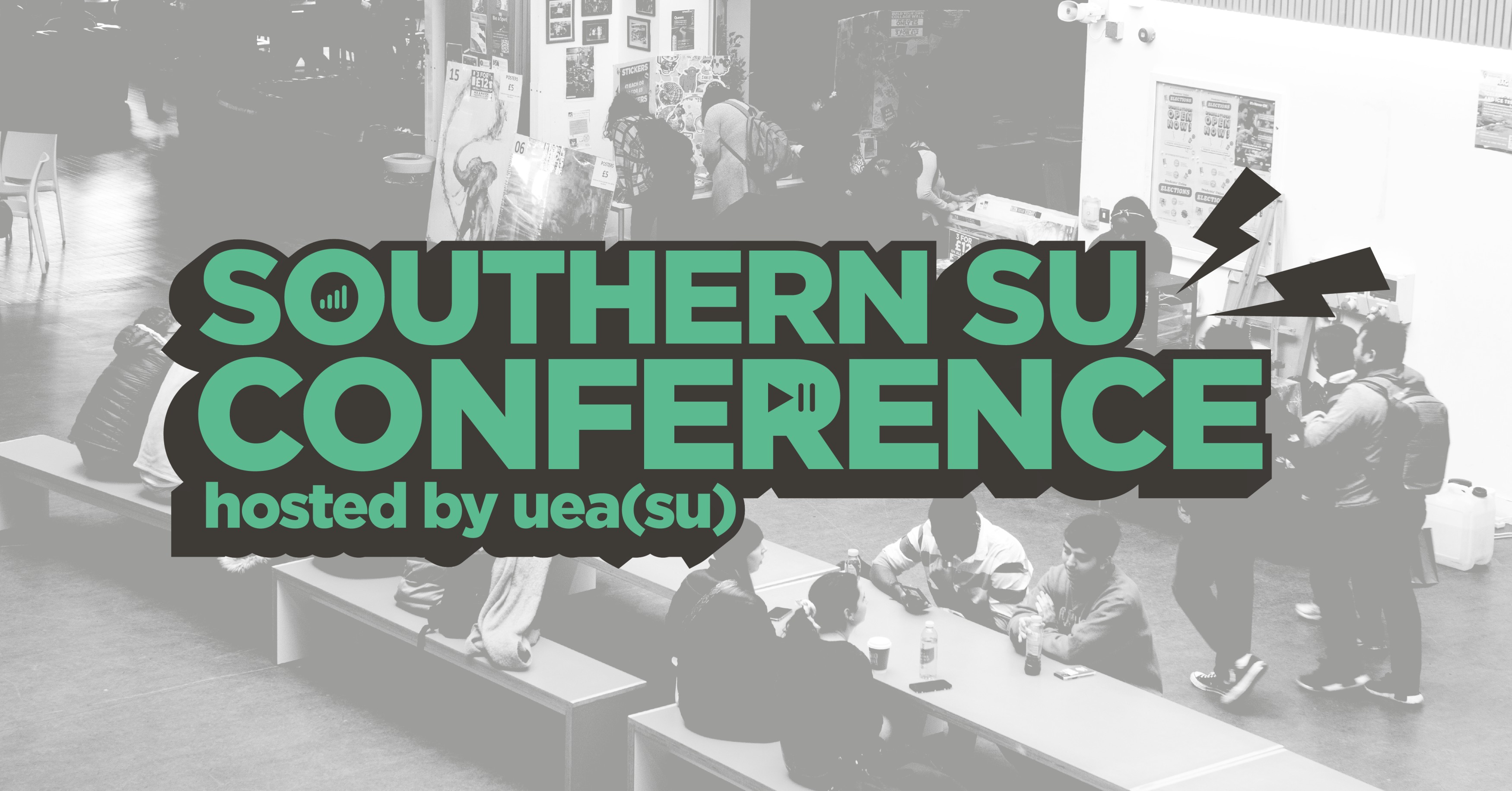 southern su conference with lightning bolts coming off the wording 