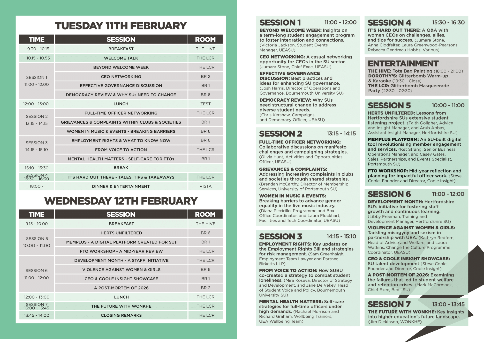 SU conference timetable